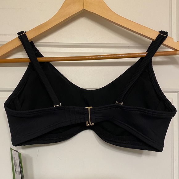 La Vie en Rose BLACK RIB Recycled Fibers D Cup Bralette Bikini Top - Picture 5 of 10